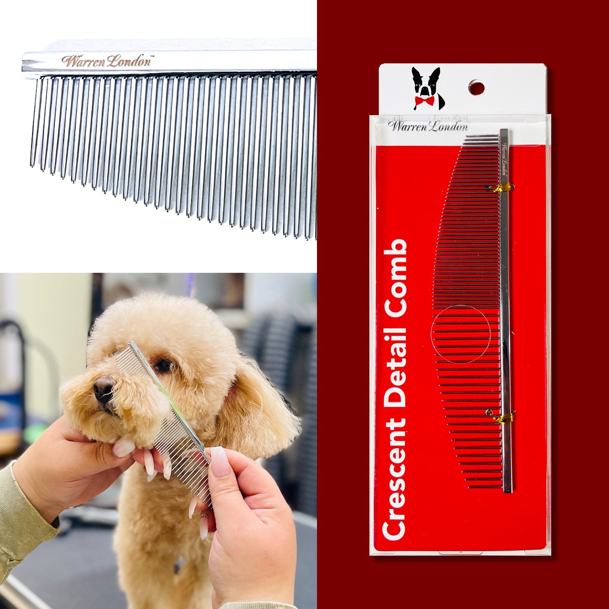 Crescent Detail Comb Pet Combs & Brushes Warren London 