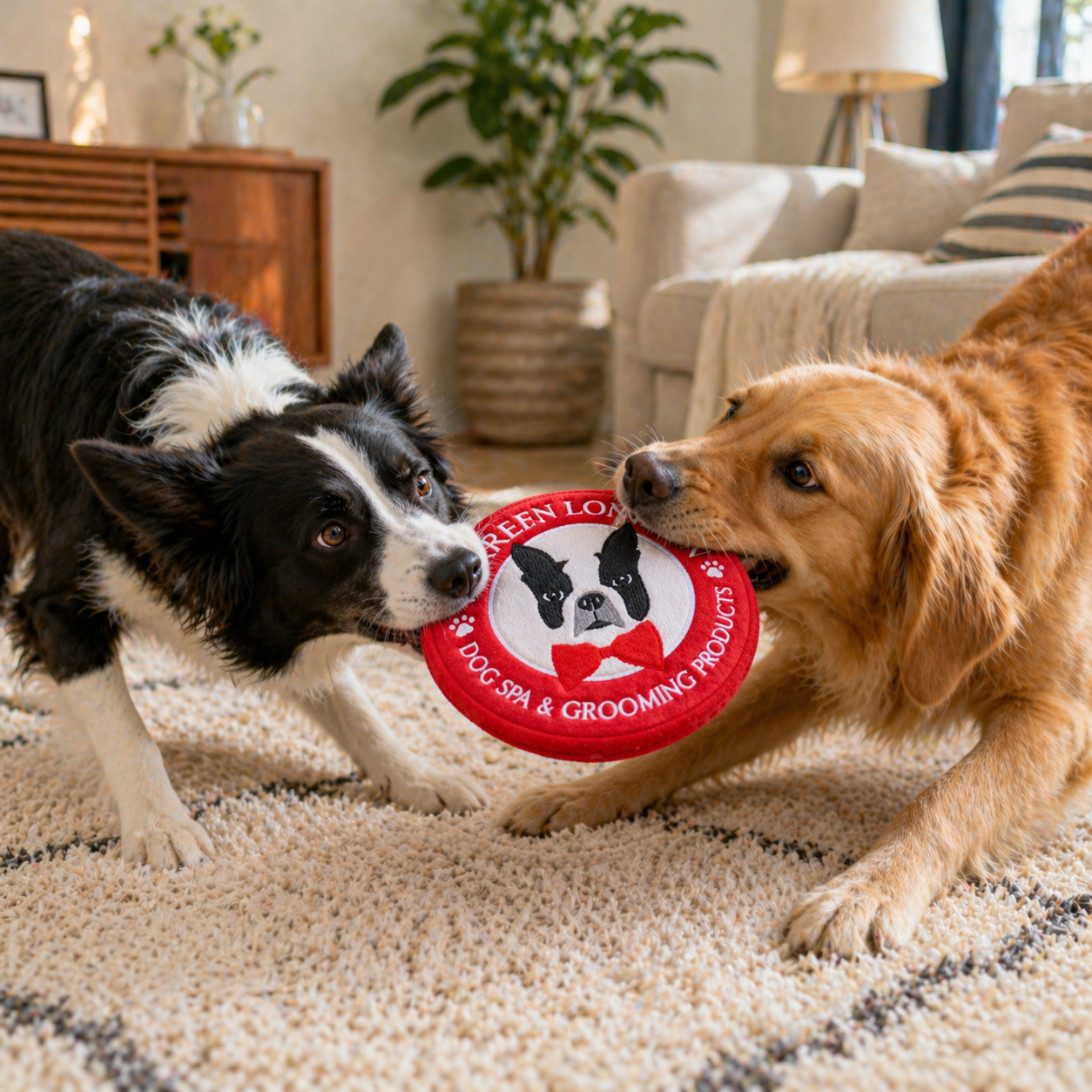Warren London Plush Disc Dog Toy with Squeaker