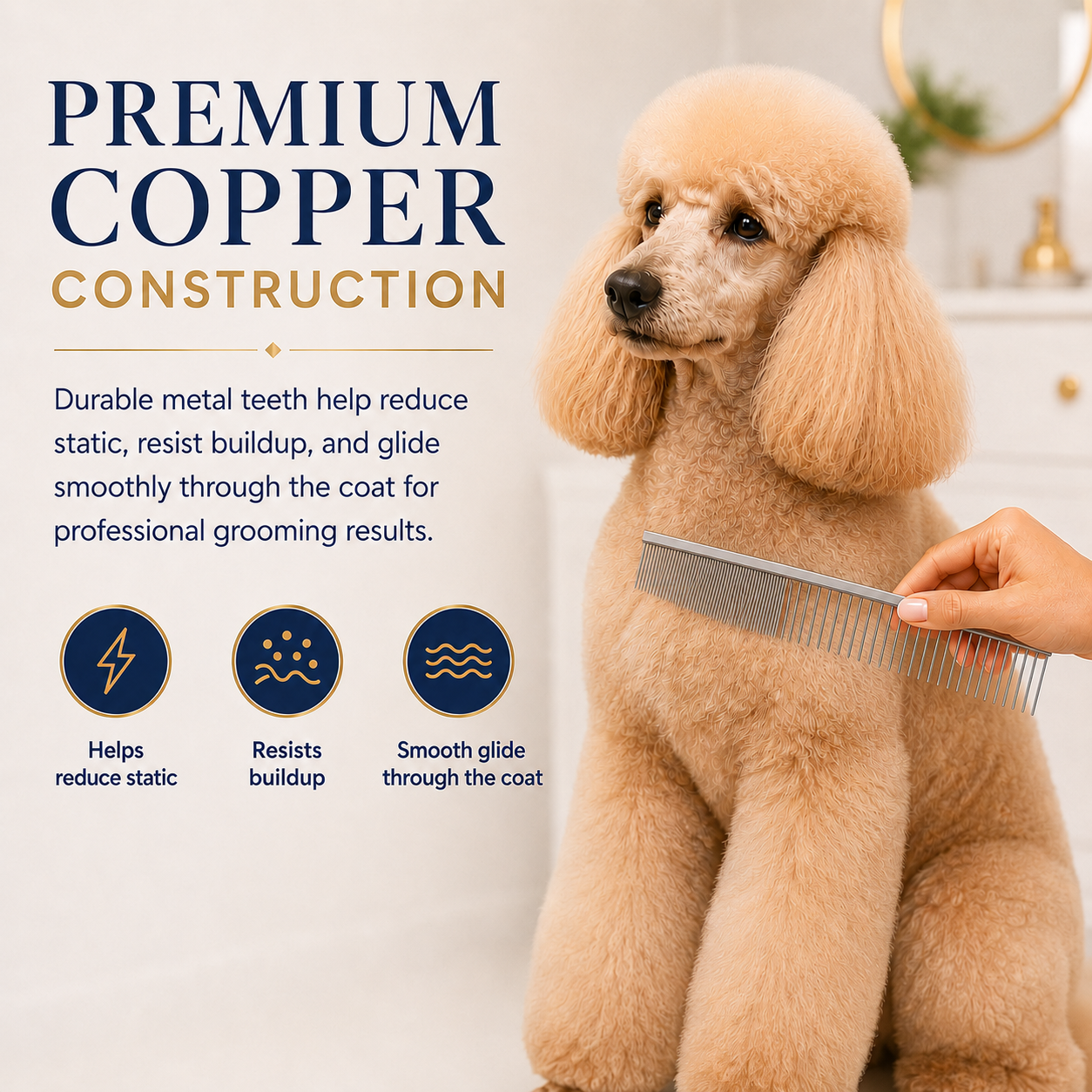 Contour Curve Copper Dog Grooming Comb