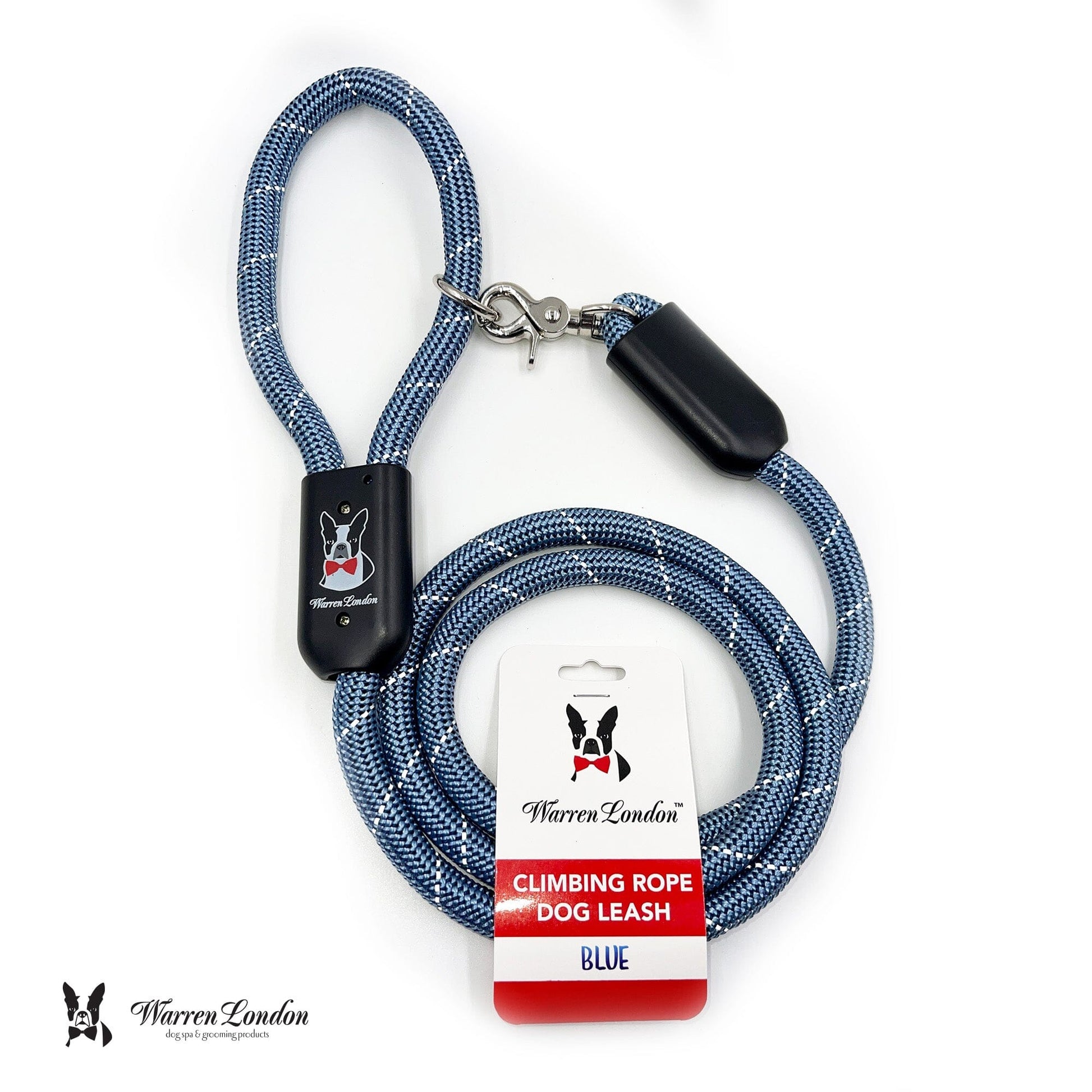 Rope Leash - Blue Reflective Leashes, Collars & Accessories Warren London 