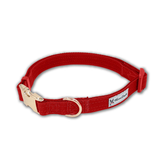 Fabric Dog Collar - Red Leashes, Collars & Accessories Warren London 