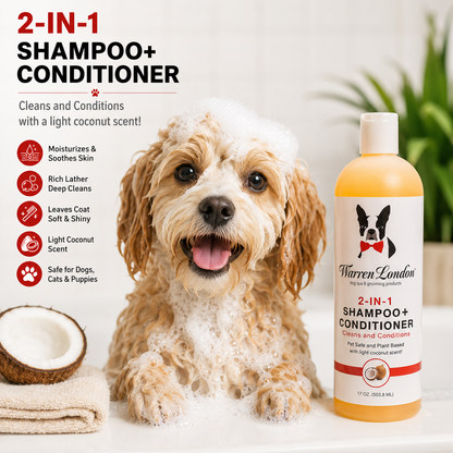2-in-1 Dog Shampoo & Conditioner – Coconut, 17 oz