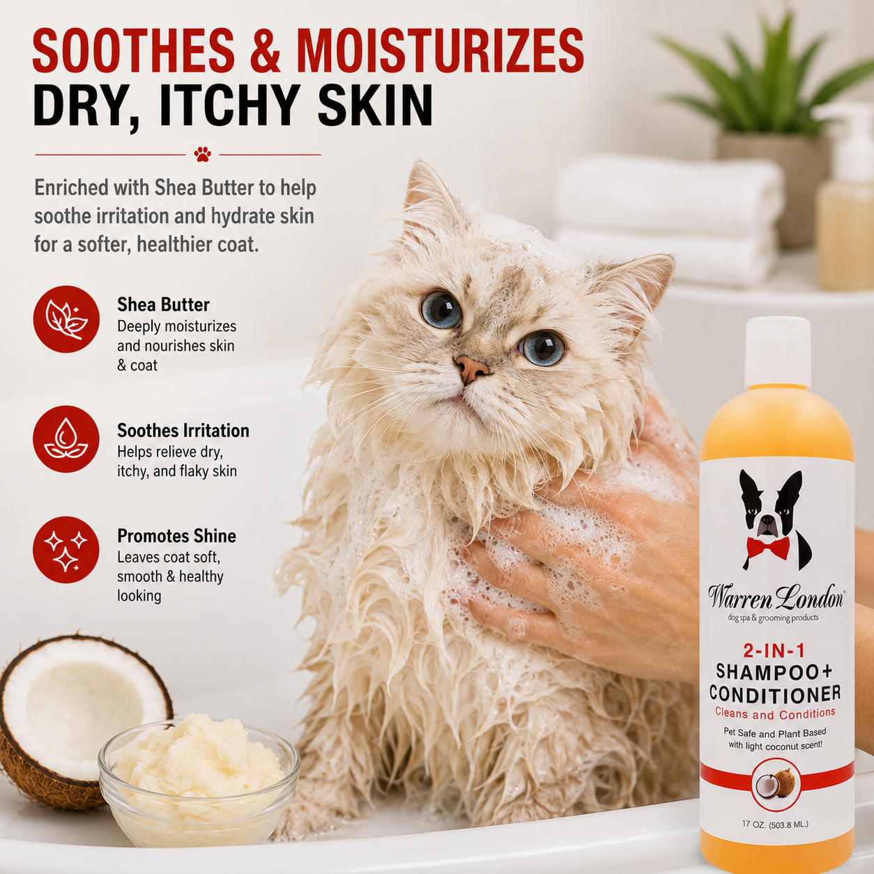 2-in-1 Dog Shampoo & Conditioner – Coconut, 17 oz