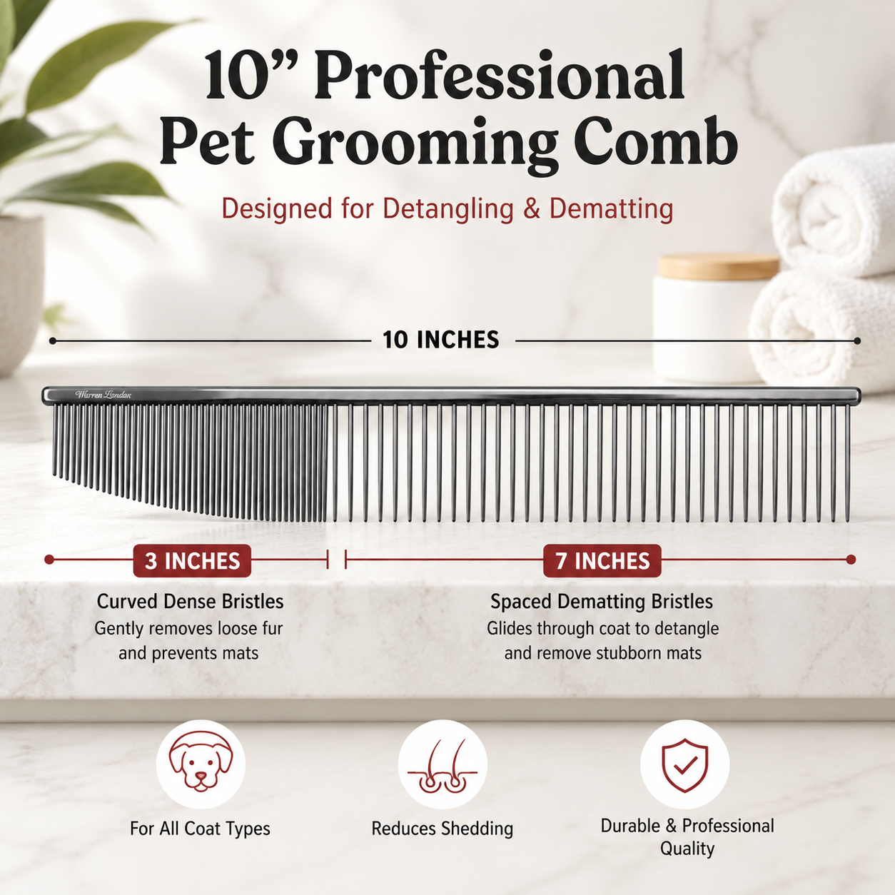 Contour Curve Copper Dog Grooming Comb 10'