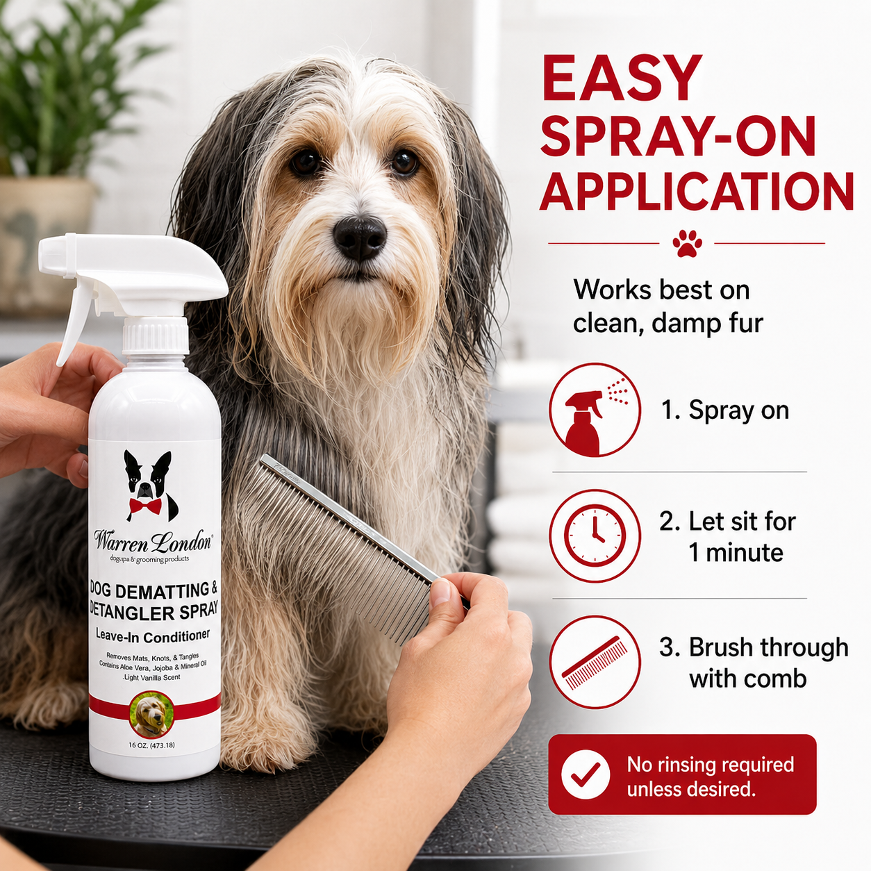Dog De-matting and Detangler Spray - Leave-In Conditioner