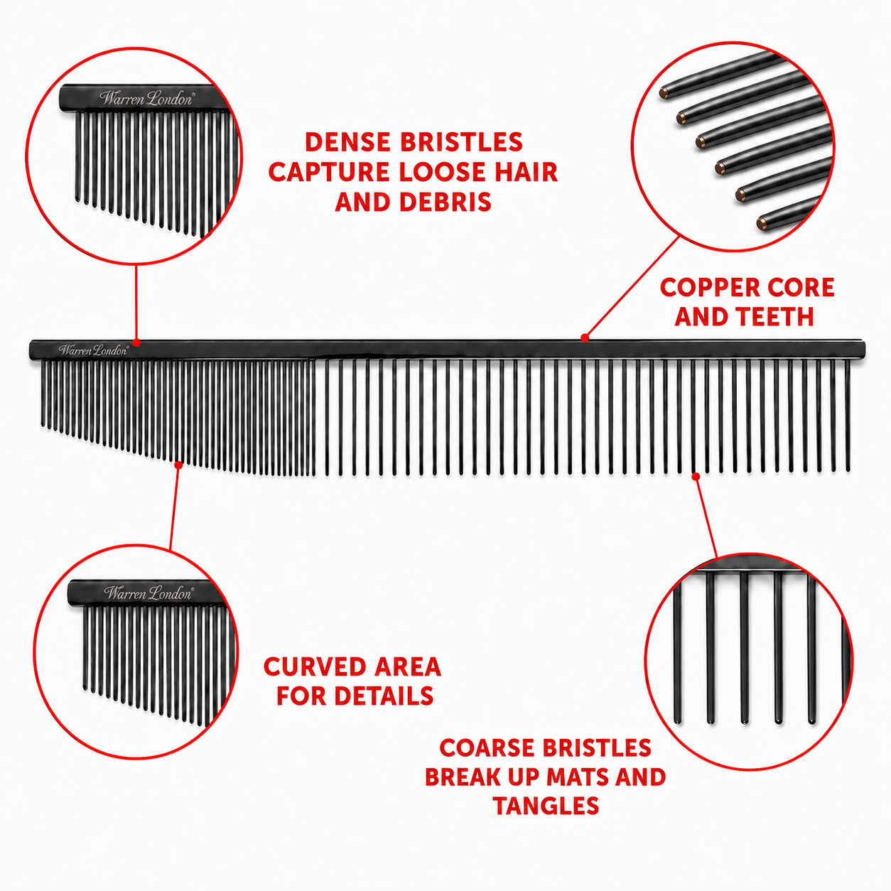 Contour Curve Copper Dog Grooming Comb 10'