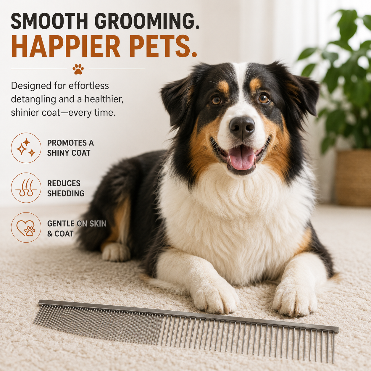 Contour Curve Copper Dog Grooming Comb