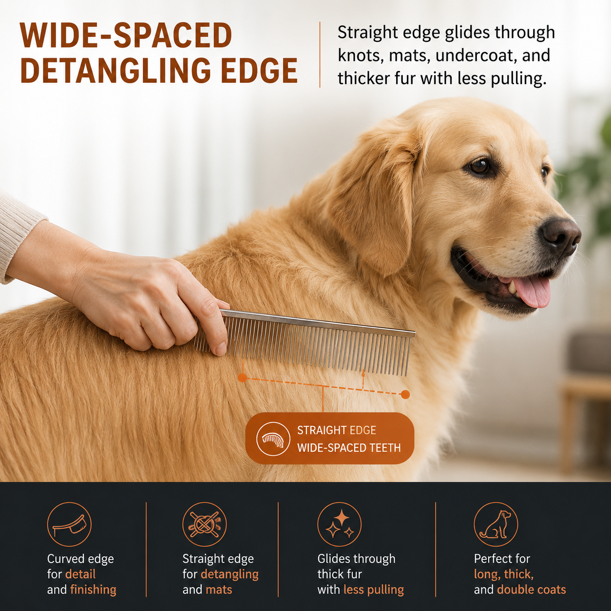 Contour Curve Copper Dog Grooming Comb
