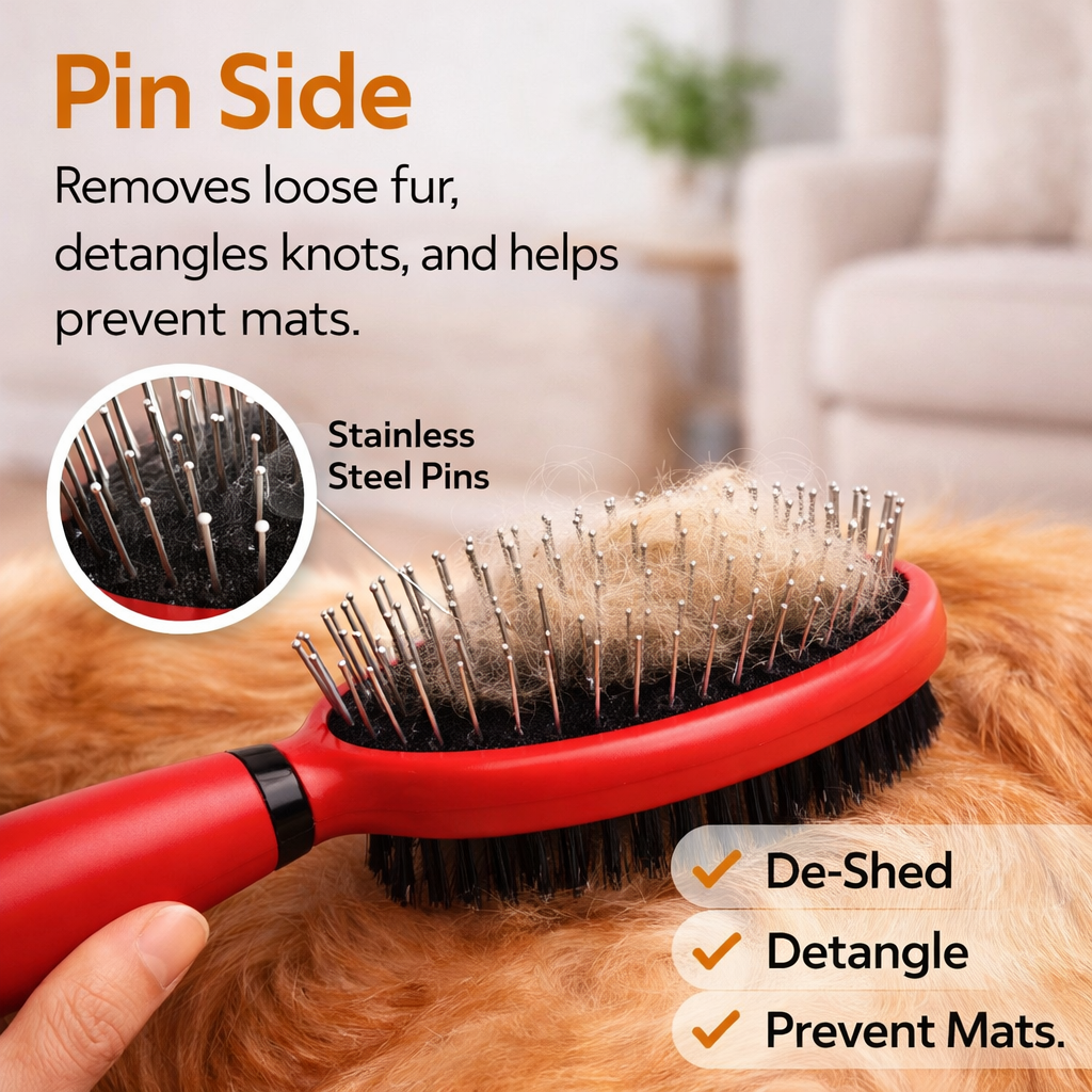 Dual-Action Pin & Bristle Brush