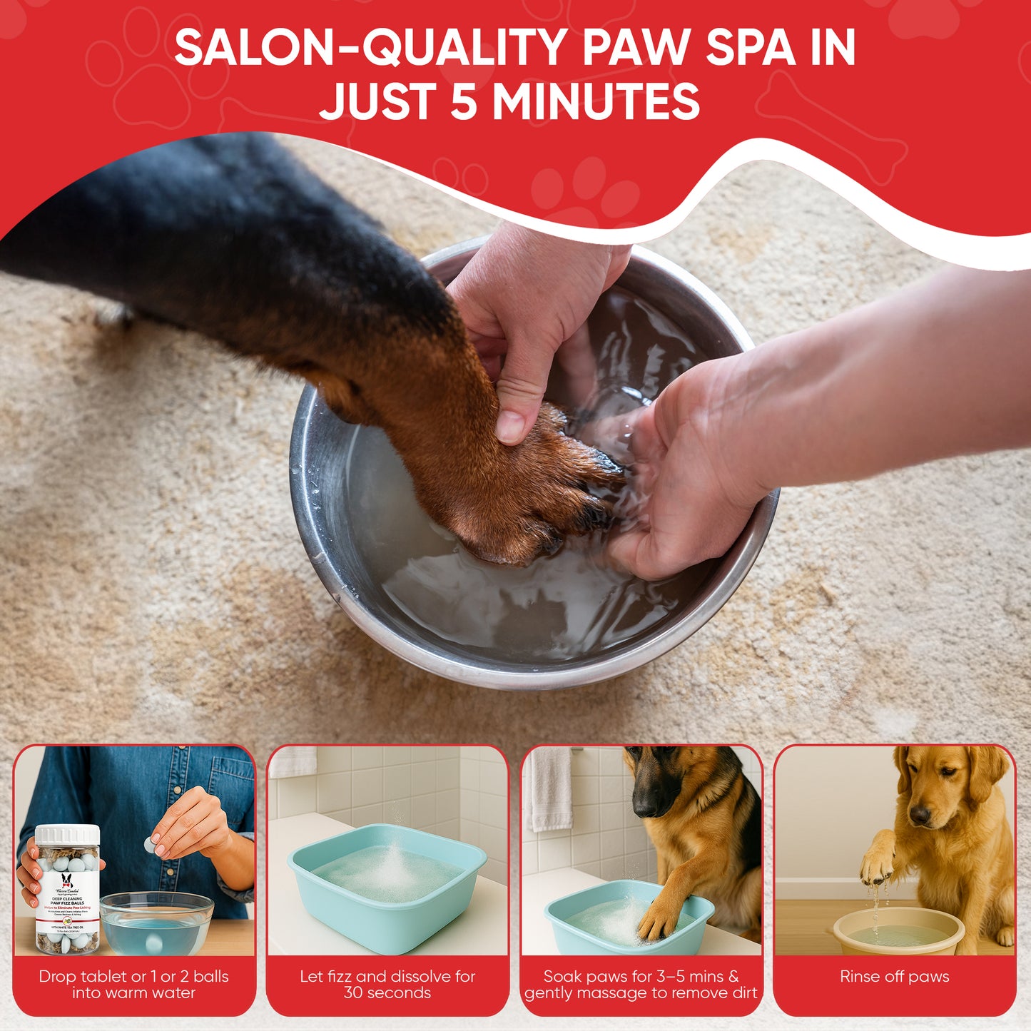 Deep Cleaning Paw Fizz Tablets - Soothes Itchy, Irritated Paws