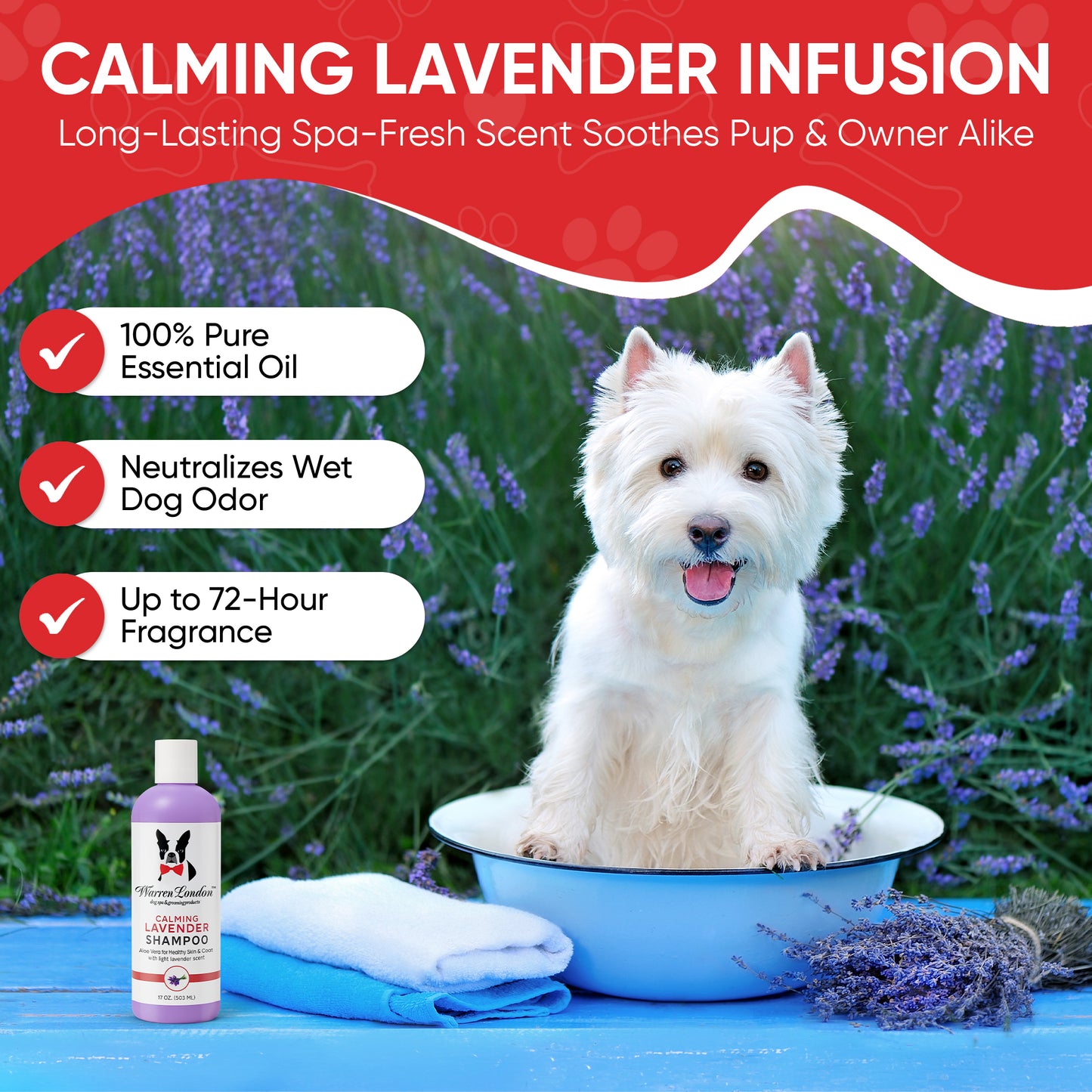 Calming Lavender Dog Shampoo w/Aloe Vera & Essential Oils - Professional Size