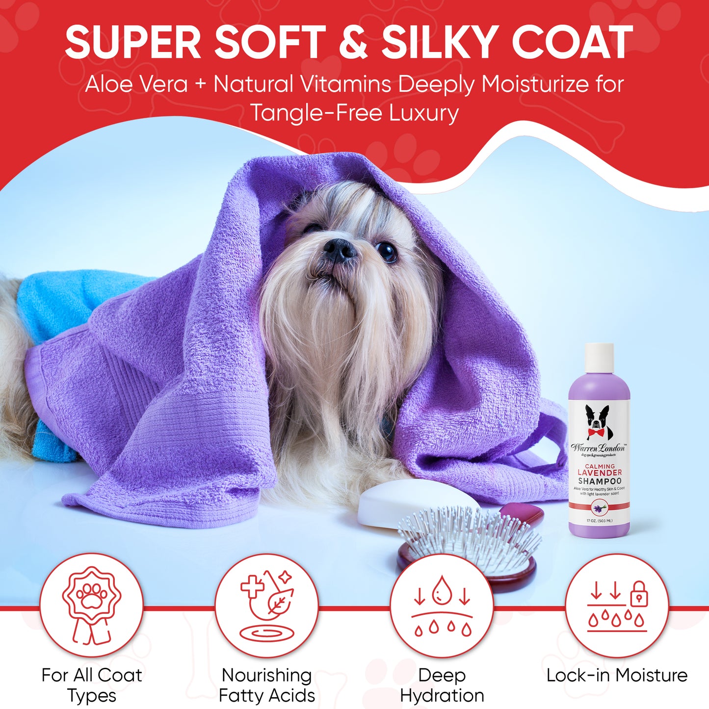 Calming Lavender Dog Shampoo w/Aloe Vera & Essential Oils - Professional Size