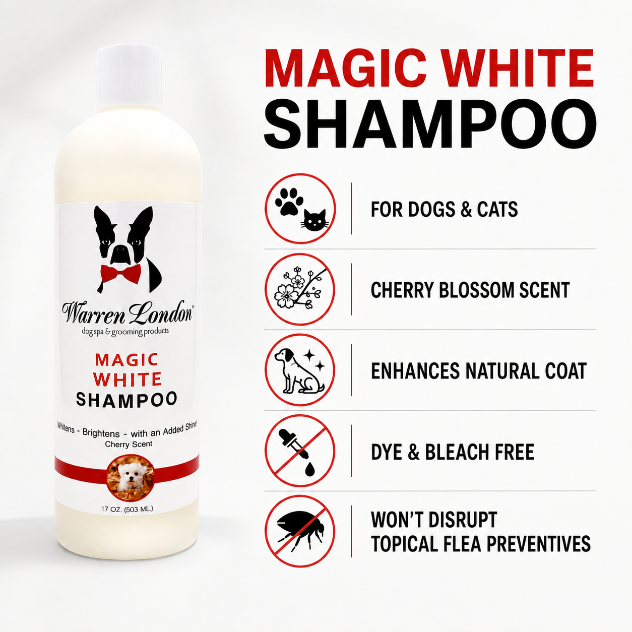 Magic White Brightening Dog Shampoo - Cherry Scented - 17oz