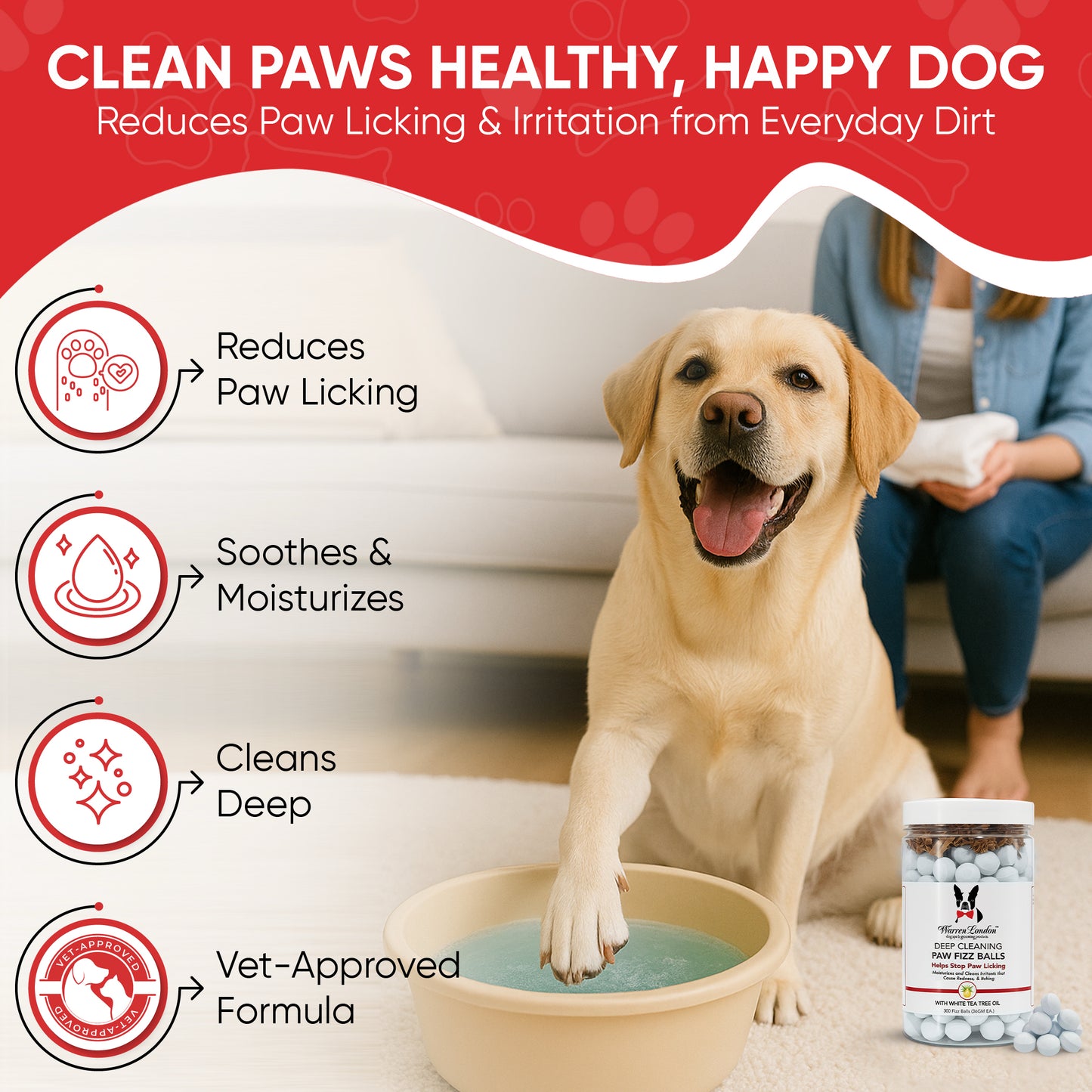 Deep Cleaning Paw Fizz Tablets - Soothes Itchy, Irritated Paws