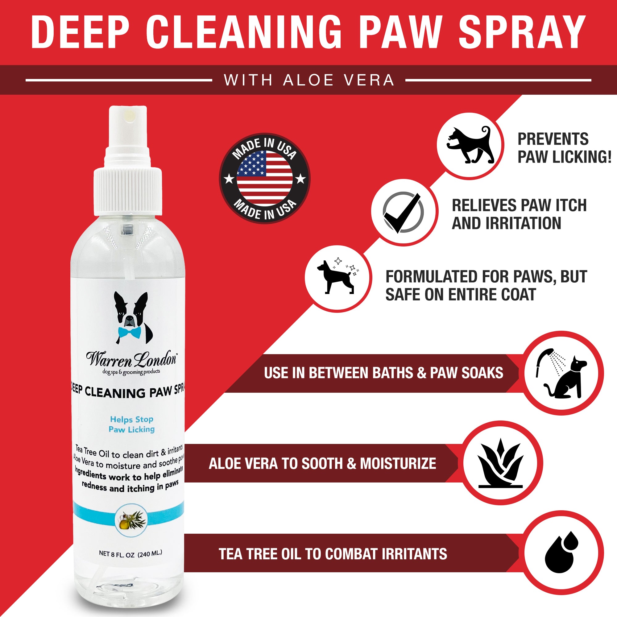 Deep Cleaning Paw Spray for Dogs Dog Supplies Warren London 