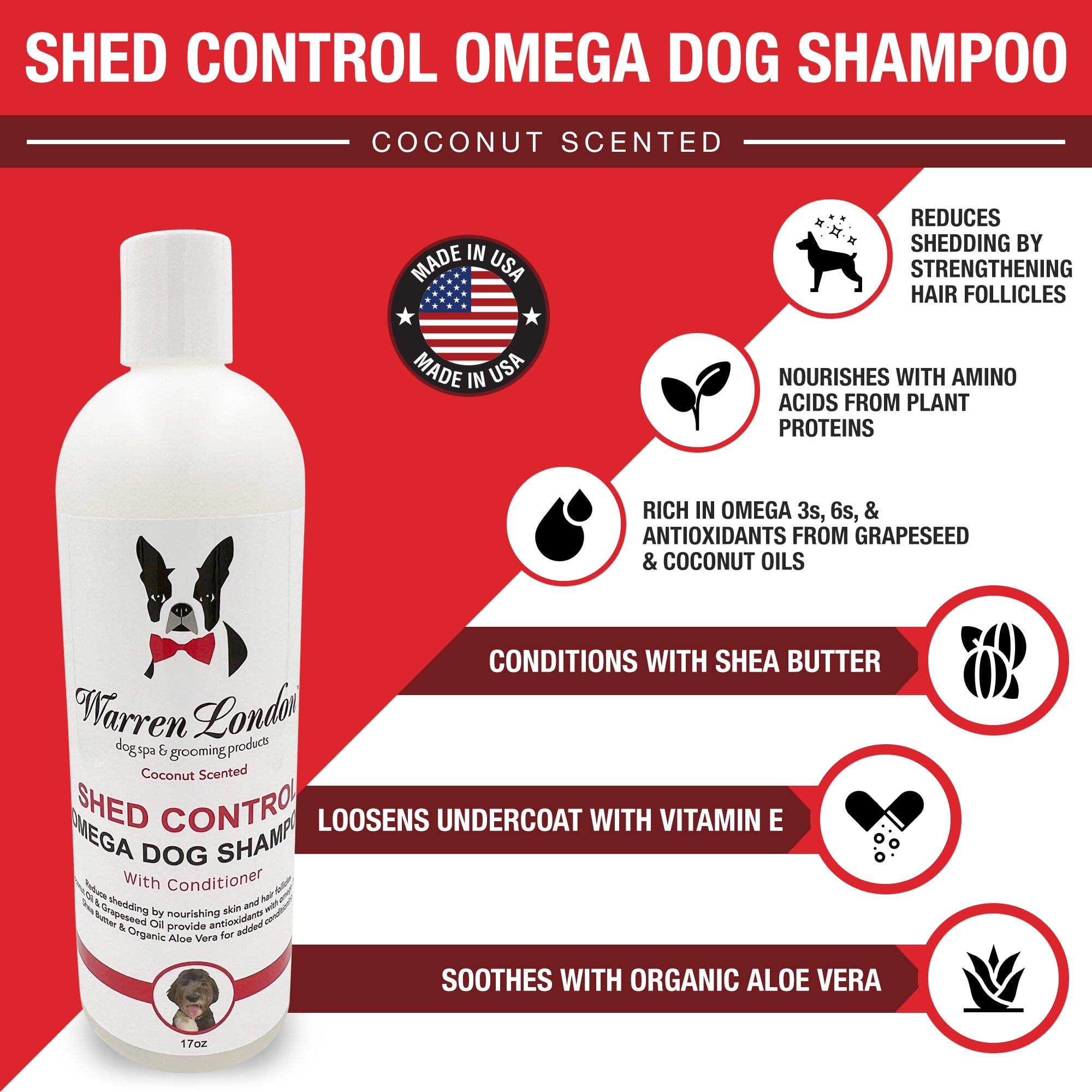 Shed Control Shampoo for Dogs Dog Shampoo Warren London 