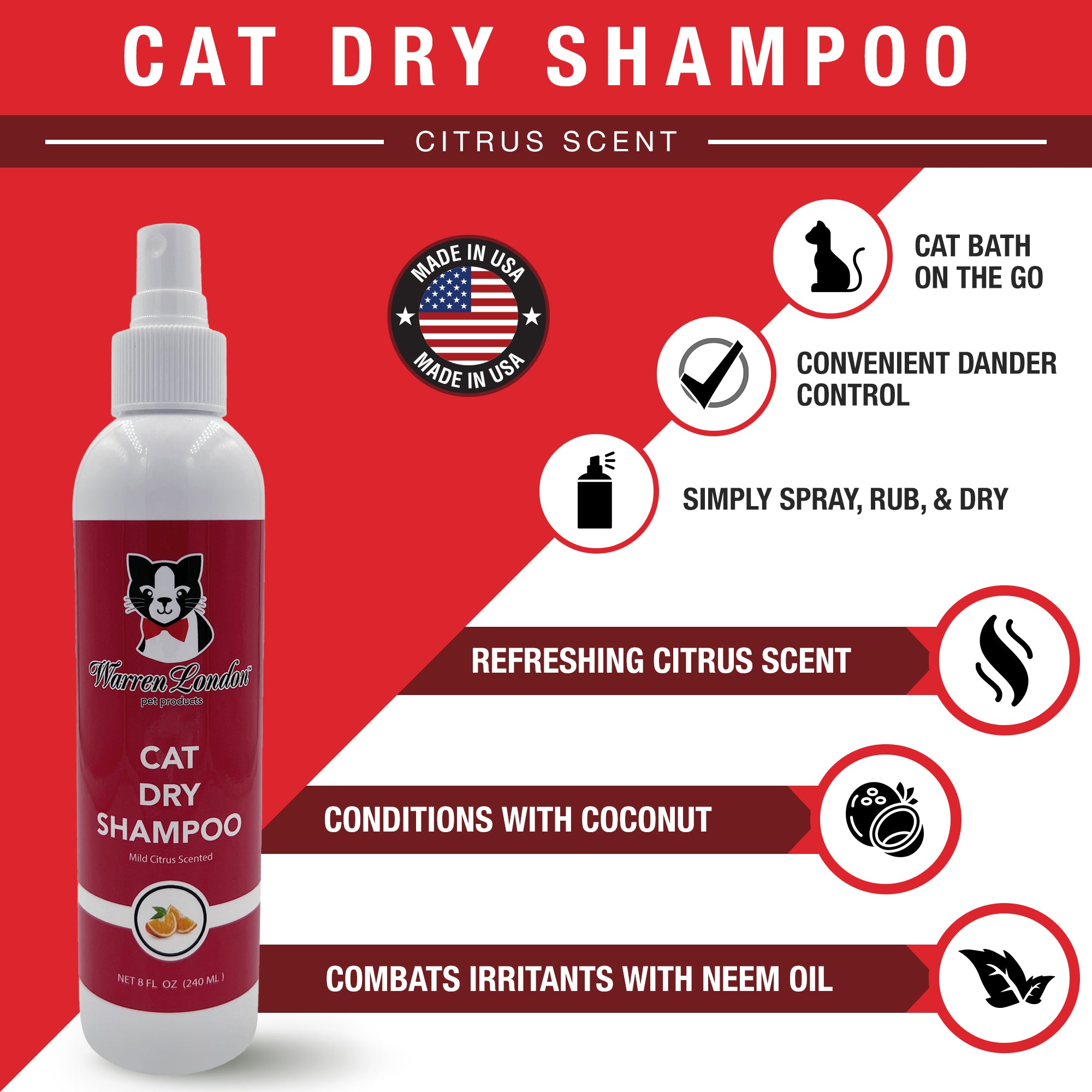 Cat Dry Shampoo - Citrus Cat Supplies Warren London 