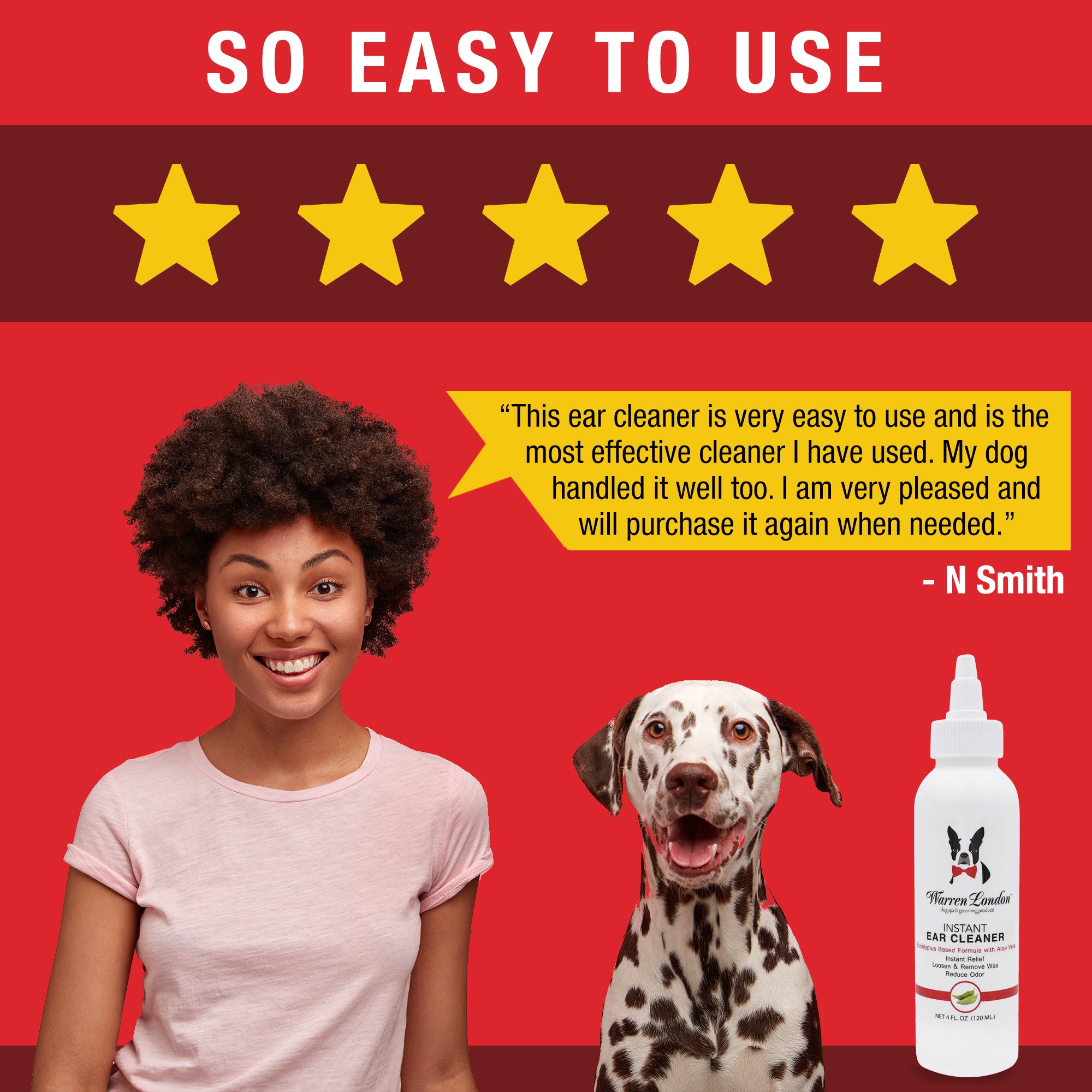 Instant Ear Cleaner For Dogs - Removes Wax and Odor Spa Product Warren London 