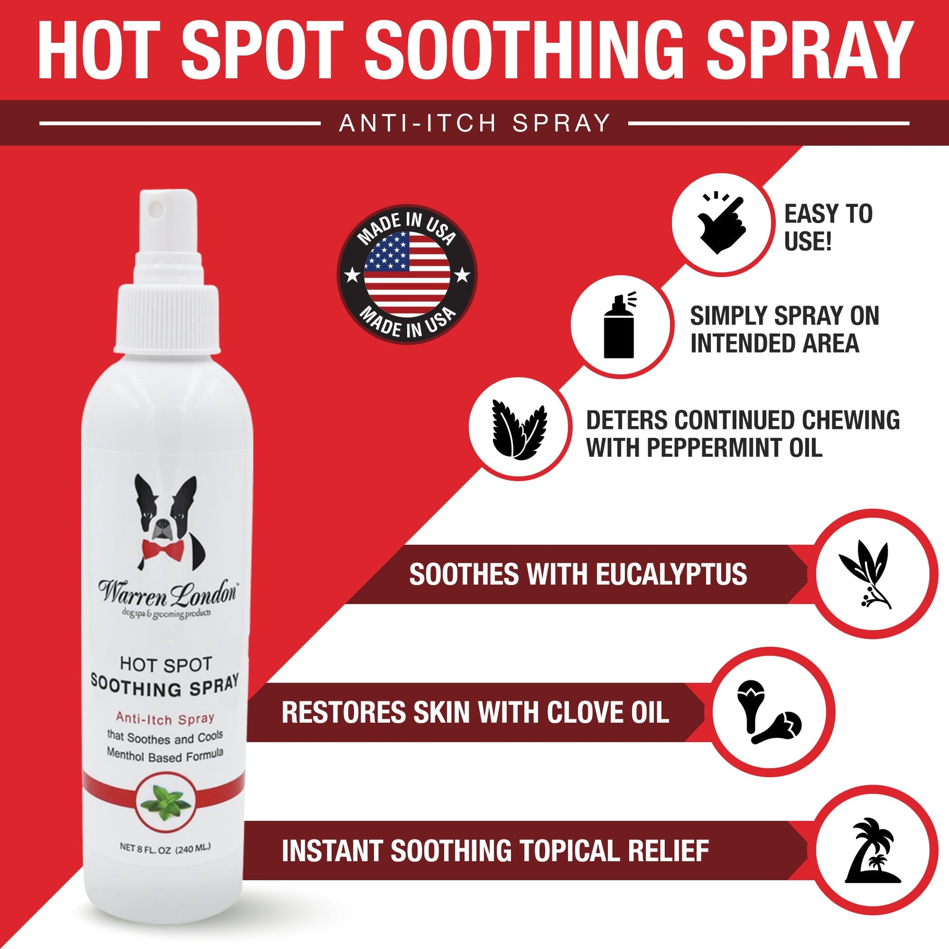Hot Spot Soothing Spray - Anti Itch Spray That Soothes And Cools Spa Product Warren London 