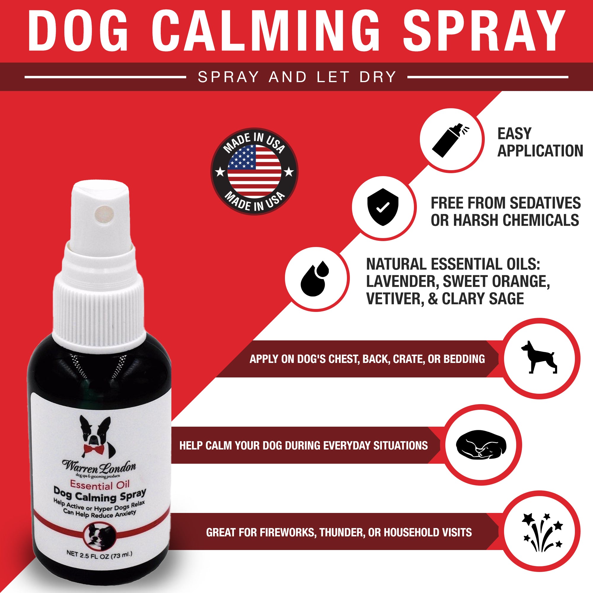 Essential Oil Dog Calming Spray Spa Product Warren London 