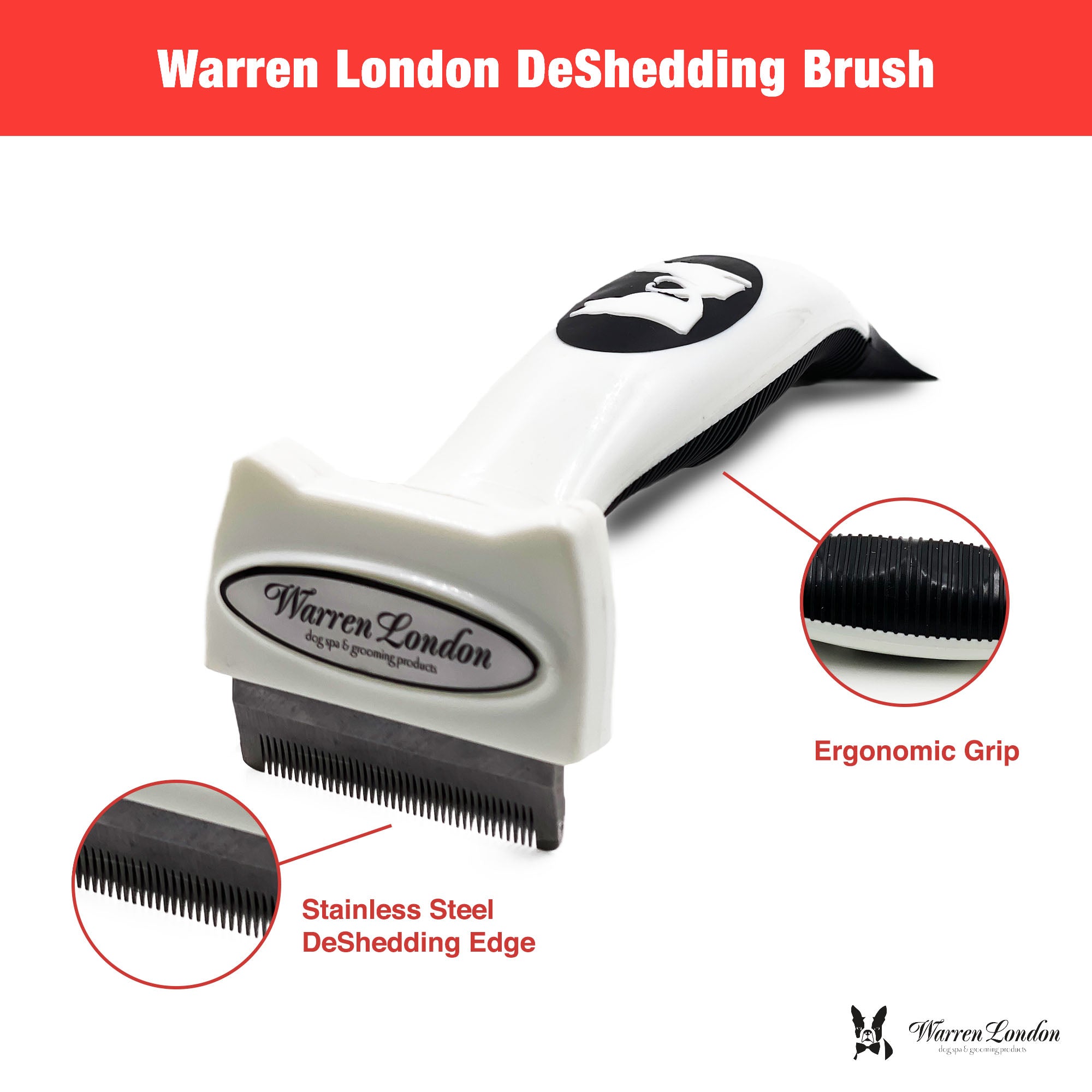 DeShedding Dog Brush for Long Hair (>1") Leashes, Collars & Accessories Warren London 